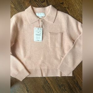 Zara Women's Soft Pink Cowl Neck Sweater